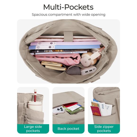 Tote Bag, Gym Tote Bag With Zier, Quilted Puffer Bag Top Handle ^_^ - Picture 2 of 6